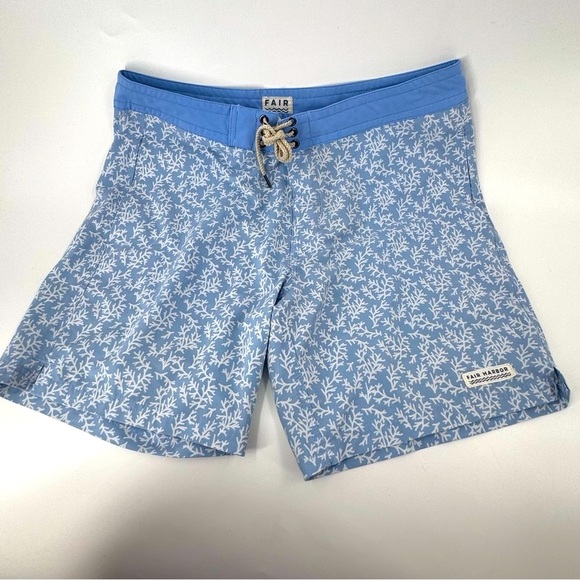 Fair Harbor Blue and White Swim Board Shorts - Picture 1 of 9